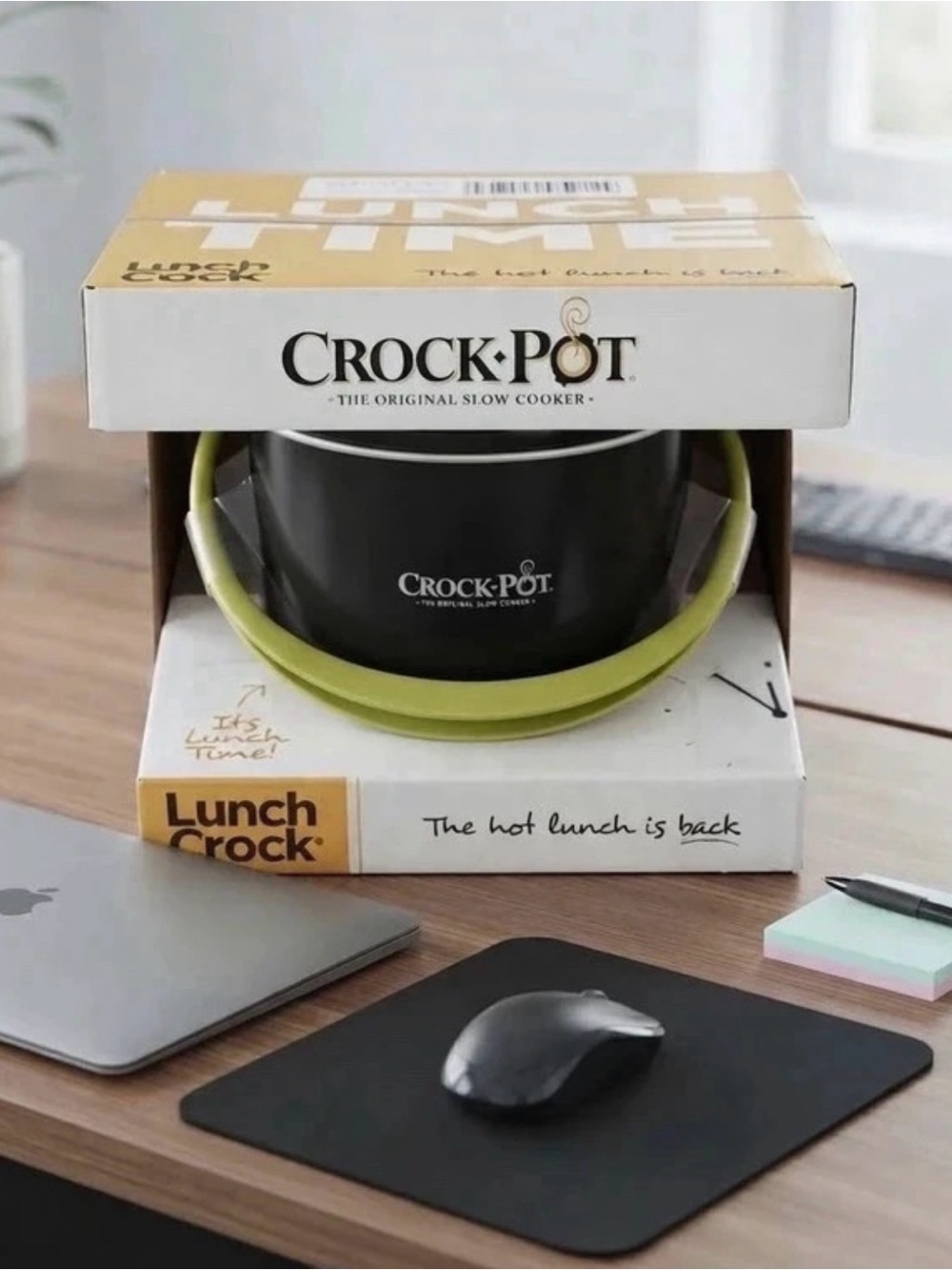 Crock-Pot Lunch Crock Portable Food Warmer in Black with Green Handle